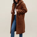 Abrigo largo de invierno con capucha y diseño Teddy para mujer
