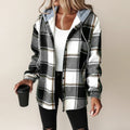 Camisa con capucha a cuadros para mujer - Edición de invierno