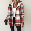 Camisa con capucha a cuadros para mujer - Edición de invierno