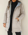 Abrigo largo de invierno acolchado con capucha para mujer