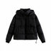 Chaqueta acolchada de invierno con capucha para mujer - Negro