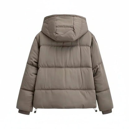 Luvrefashion | Winter Puffer Jacket with Hood in Khaki - side view