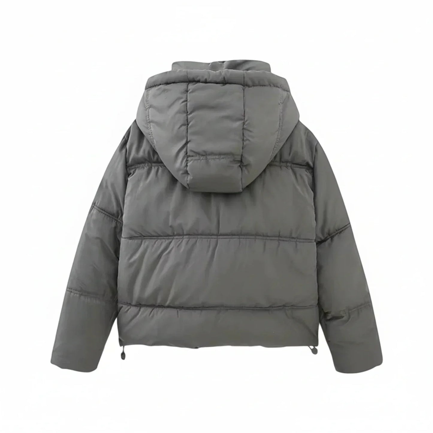 Luvrefashion | Winter Puffer Jacket with Hood in Khaki - detail view