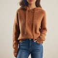 Jersey de punto trenzado con capucha cómodo para mujer