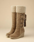 Botas altas de invierno con cuña para mujer