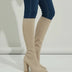 Botas de tacón alto de punto para mujer hasta la rodilla - Beis