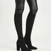 Botas de tacón alto de punto para mujer hasta la rodilla - Negro
