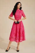 Vestido acampanado midi de encaje para mujer