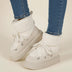 Botines de invierno para mujer con diseño de cordones - Beis