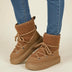 Botines de invierno para mujer con diseño de cordones - Marrón