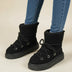 Botines de invierno para mujer con diseño de cordones - Negro