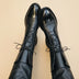 Botines de cuero para mujer con diseño de cordones - Negro