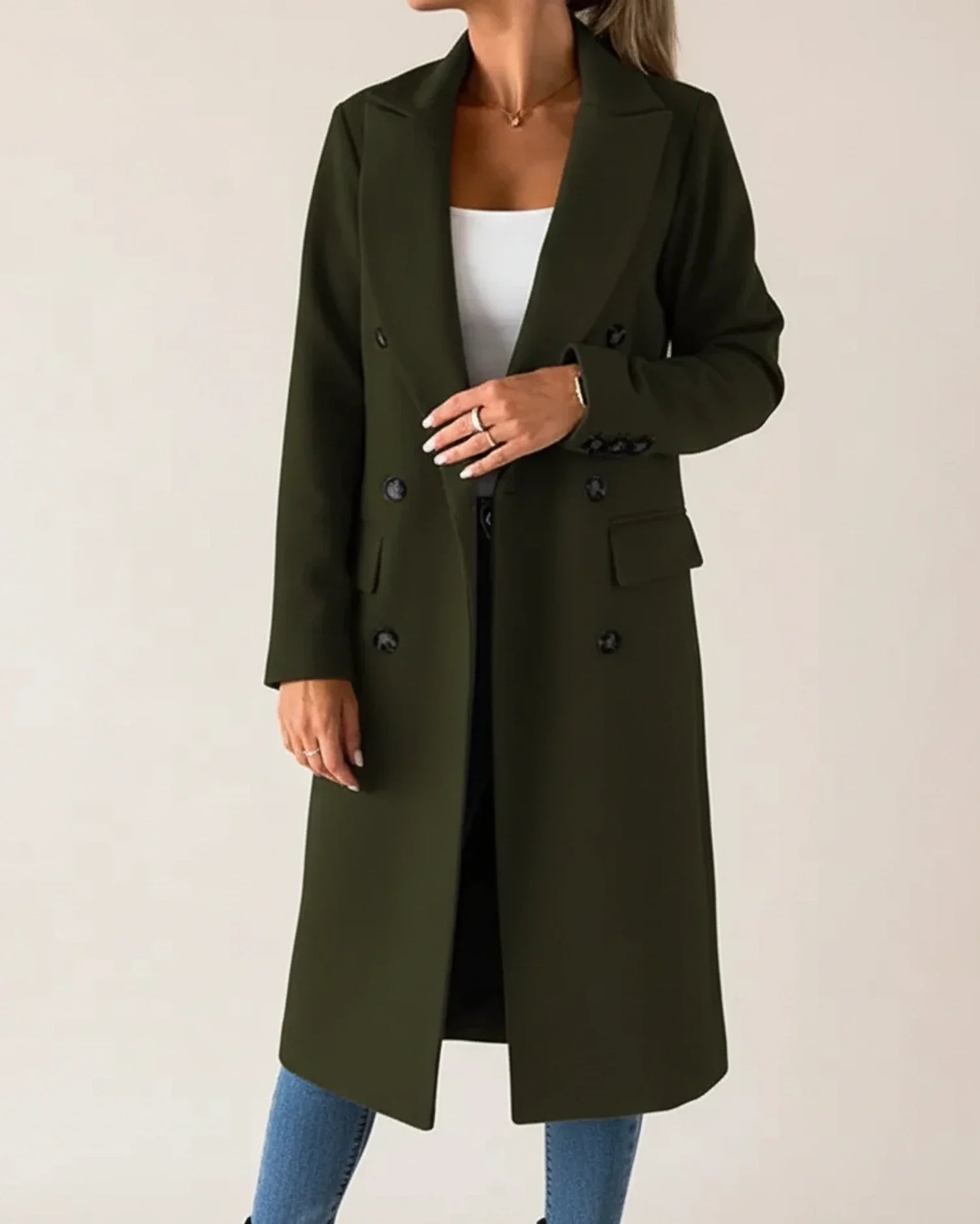 Luvrefashion | Classic Long Trench Coat in Pink - styled look
