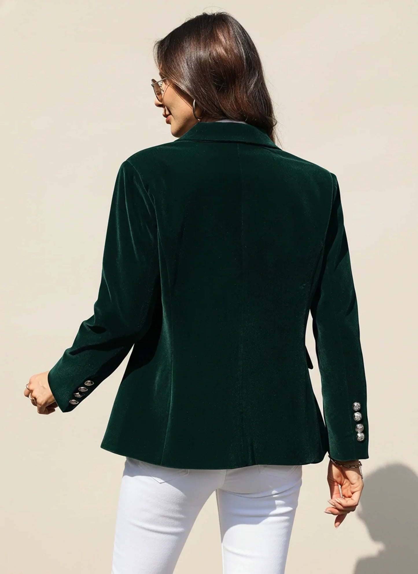 Luvrefashion | Casual Blazer with Notched Lapel in Dark Red - back view