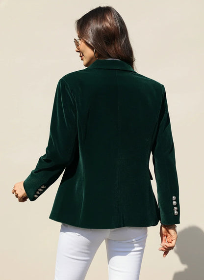 Luvrefashion | Casual Blazer with Notched Lapel in Dark Red - back view