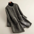 Chaqueta de invierno de peluche abierta para mujer