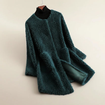 Luvrefashion | Plush Open Front Teddy Winter Jacket in Gray - image 6