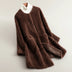 Chaqueta de invierno de peluche abierta para mujer - Marrón