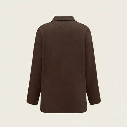 Luvrefashion | Collared Shirt Jacket in Brown - side view
