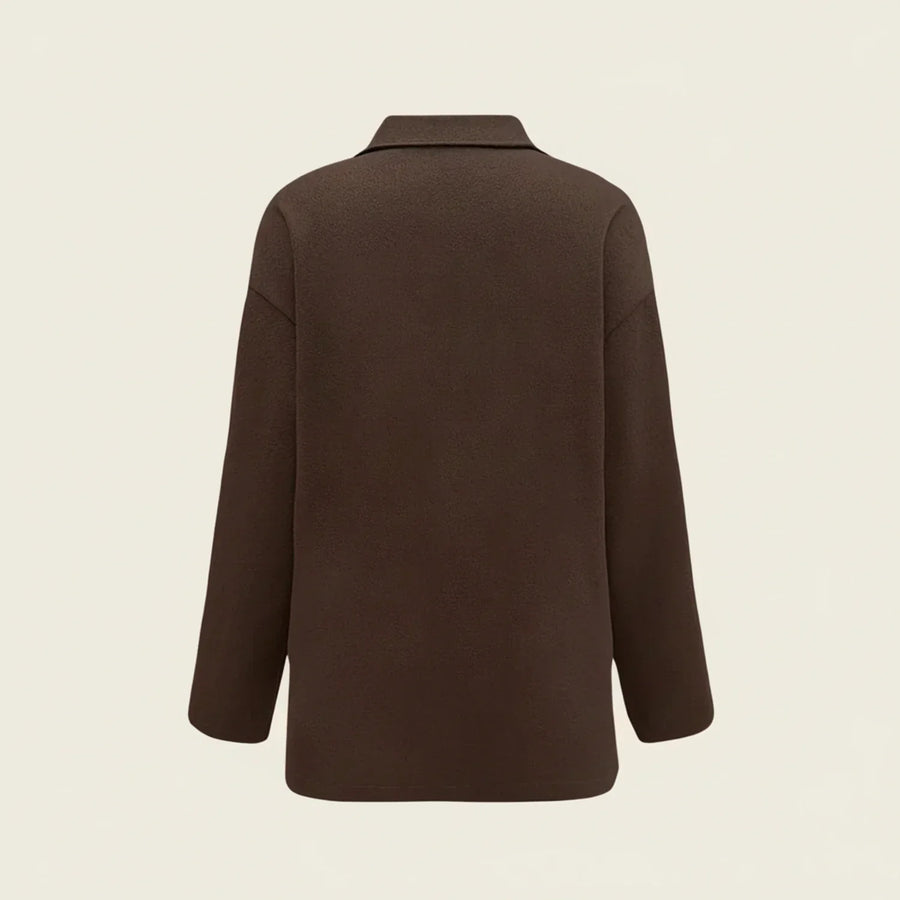 Luvrefashion | Collared Shirt Jacket in Brown - side view