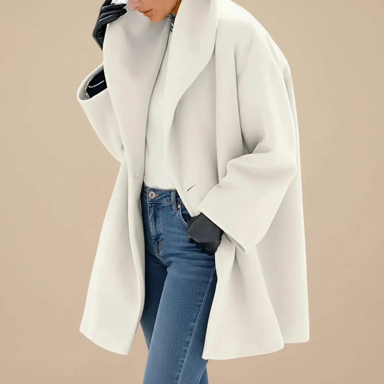 Luvrefashion | Mid Length Winter Coat for in Brown - back view