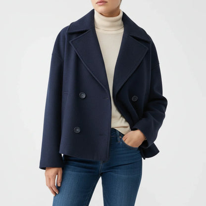 Luvrefashion | Trench Inspired Cropped Peacoat in Beige - image 12
