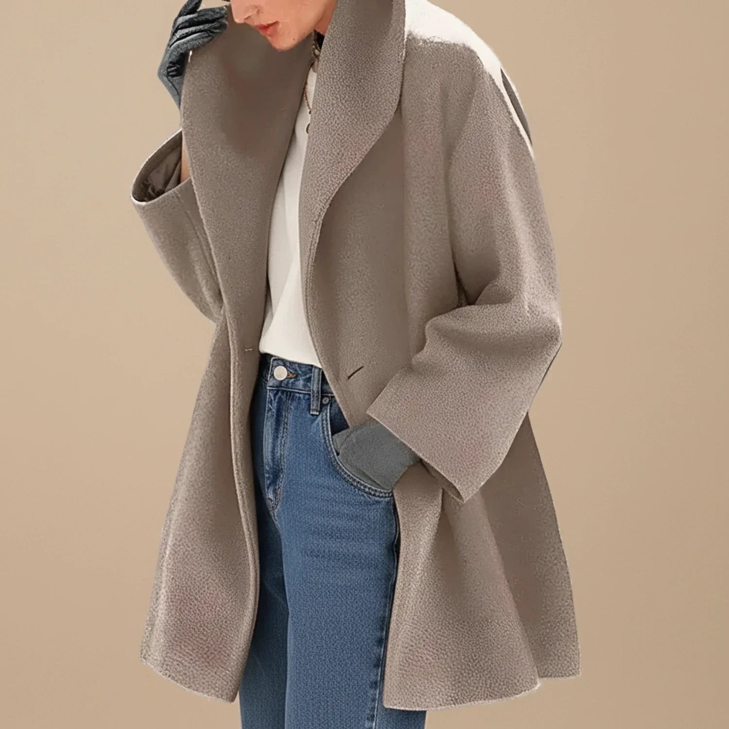 Luvrefashion | Mid Length Winter Coat for in Brown - front view
