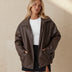 Chaqueta Bomber Extragrande con Cremallera para Mujer - Brown