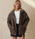 Chaqueta Bomber Extragrande con Cremallera para Mujer