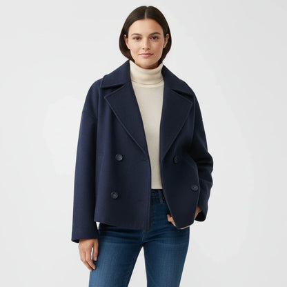 Luvrefashion | Trench Inspired Cropped Peacoat in Beige - image 11