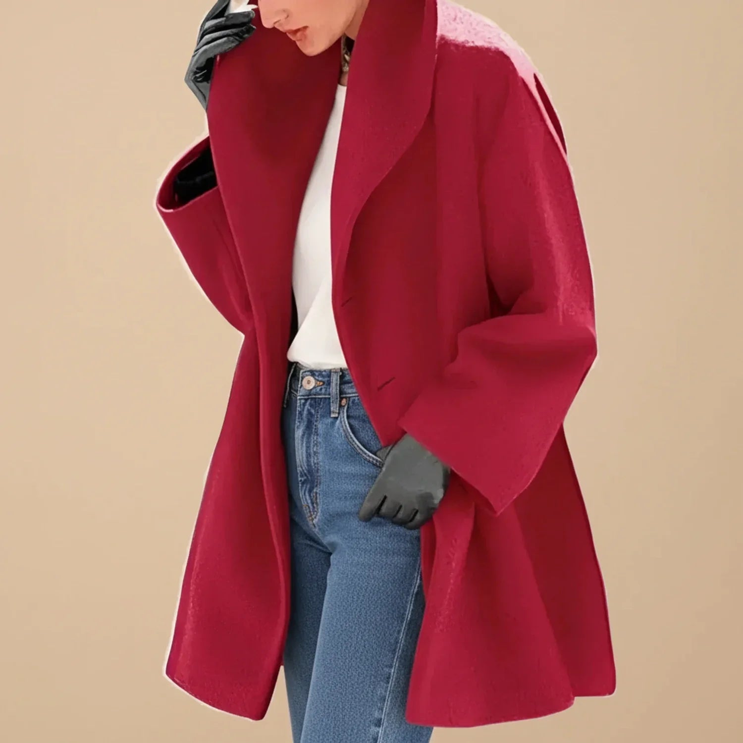 Luvrefashion | Mid Length Winter Coat for in Brown - detail view