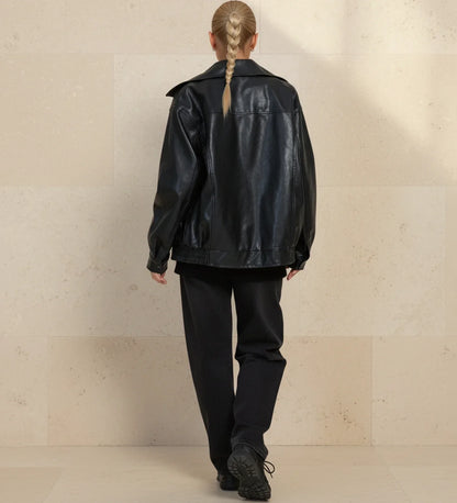 Luvrefashion | Zip Up Oversized Bomber Jacket in Brown - image 6