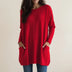 Vestido tipo suéter holgado y cómodo con bolsillos para mujer - Rojo