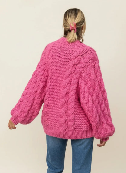 Luvrefashion | Cozy Oversized Knit Sweater for in Khaki - back view