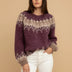 Suéter de punto Fair Isle cómodo para mujer - Rojo