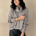 Jersey holgado con cuello vuelto para mujer - Gris