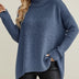 Jersey de cuello alto cómodo para mujer para invierno - Azul oscuro