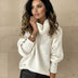 Jersey holgado con cuello vuelto para mujer - Blanco