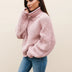 Jersey de cuello alto de punto grueso para mujer - Rosa