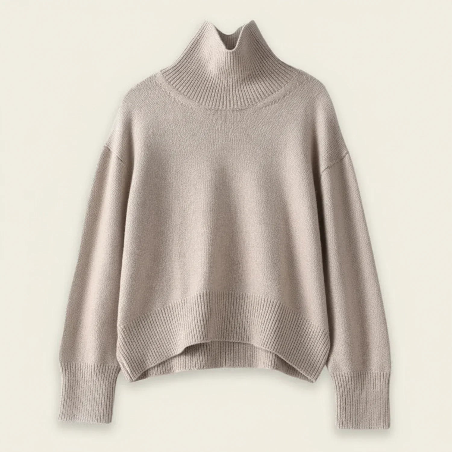 Luvrefashion | Winter Knit Turtleneck Sweater for in Khaki - front view
