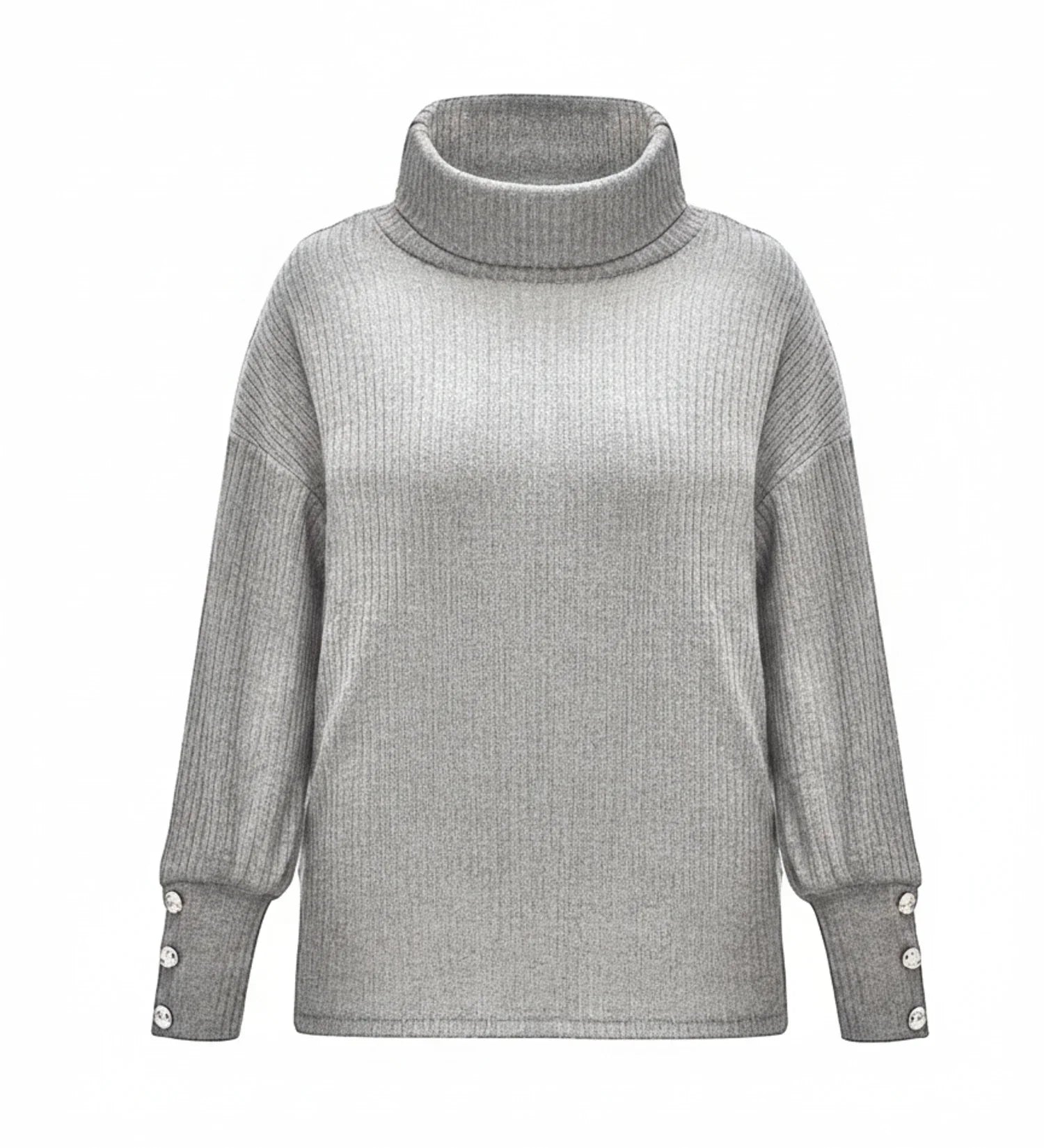 Luvrefashion | Loose Fit Cowl Neck Sweater in White - detail view