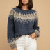Suéter de punto Fair Isle cómodo para mujer - Azul