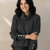 Jersey holgado con cuello vuelto para mujer - Negro
