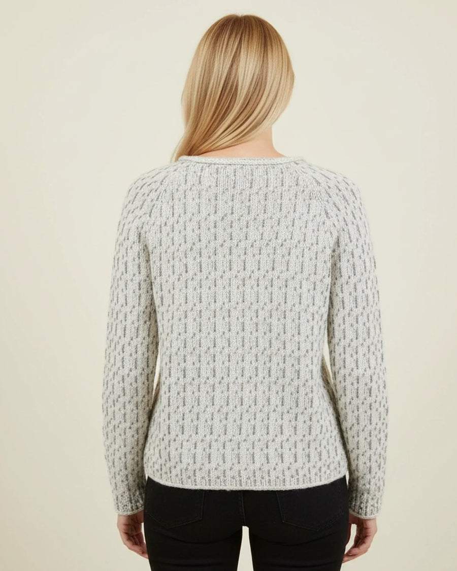 Luvrefashion | Ladies' Comfortable Boat Neck Knitted Sweater in Gray - back view