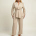 Traje de pantalón y chaqueta peplum para mujer - Caqui