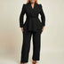 Traje de pantalón y chaqueta peplum para mujer - Negro