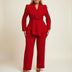 Traje de pantalón y chaqueta peplum para mujer - Rojo