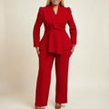 Traje de pantalón y chaqueta peplum para mujer