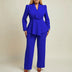 Traje de pantalón y chaqueta peplum para mujer - Azul rey