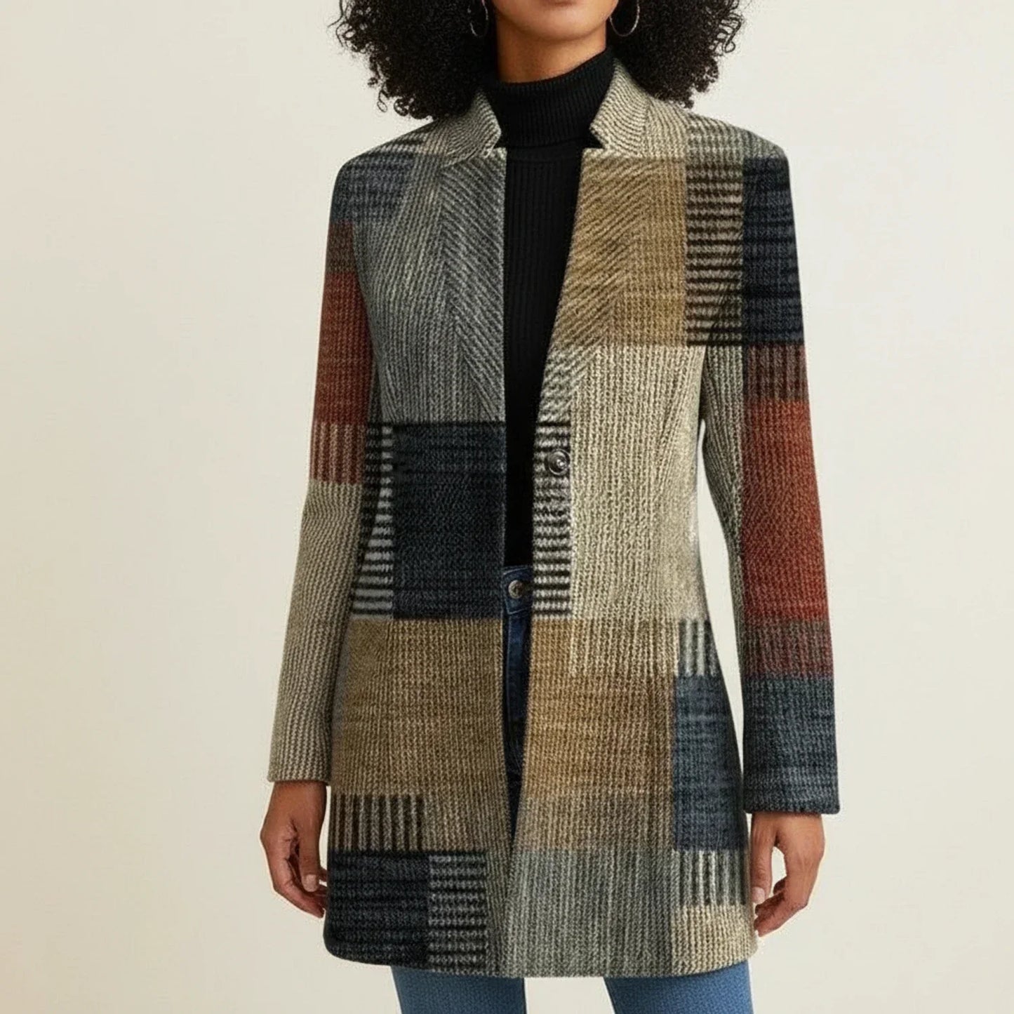 Luvrefashion | Plaid Longline Shirt Jacket for in Multicolored - front view